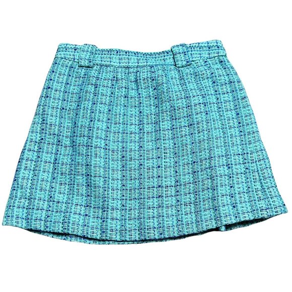 J. Crew | NWT Womens Size 2 Blue Shirred Mini Tidepool Tweed Boucle Skirt - Picture 4 of 4
